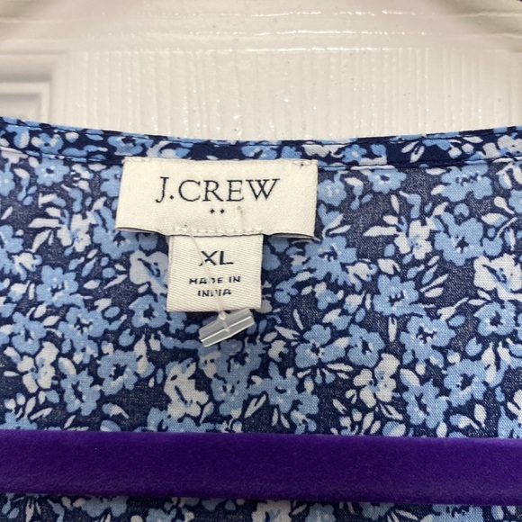 J. Crew Lightweight Cotton Puff-Sleeve Mini Dress in Antique Navy Blue XL - Picture 4 of 5